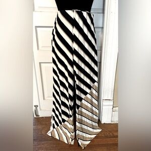 ZENERGY New Black Tan White Striped Loose Pant Dressy Comfort Business Chico's M